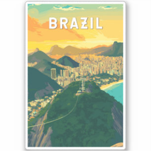 Pegatina Vintage de arte de viajes en Ilustracion de Brasil