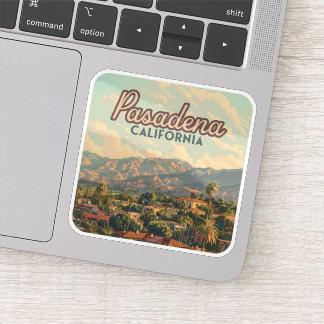 Pegatina Vintage de las montañas de Pasadena Los Angeles Ca