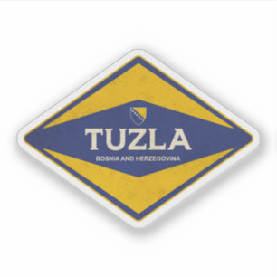 Pegatina Vintage de Tuzla Bosnia y Herzegovina