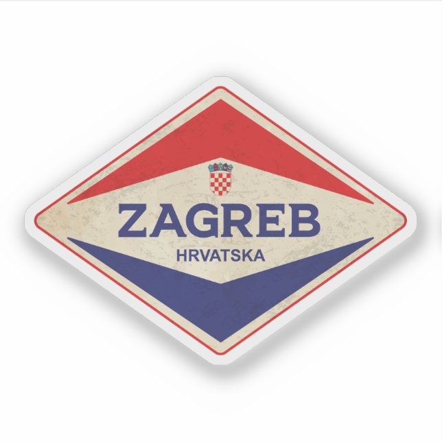Pegatina Vintage de Zagreb Croatia (Anverso)