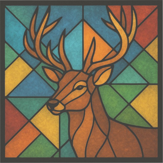 Pegatina Vintage Deer Tiffany Style Stained Glass Design (Anverso)
