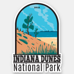 Pegatina Vintage del parque nacional Indiana Dunes