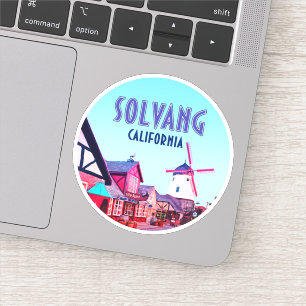 Pegatina Vintage del Solvang Danish Downtown California Vin