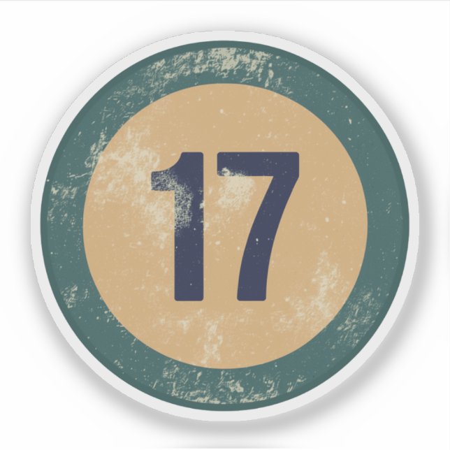Pegatina Vintage Distressed Number 17 (Anverso)