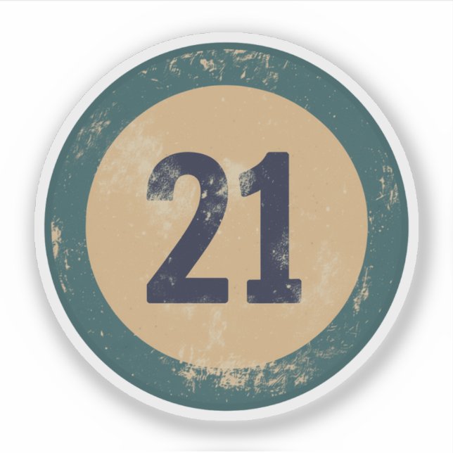 Pegatina Vintage Distressed Number 21 (Anverso)