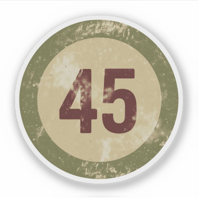 Pegatina Vintage Distressed Number 45 (Anverso)