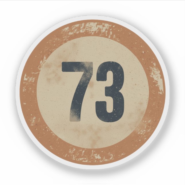 Pegatina Vintage Distressed Number 73 (Anverso)