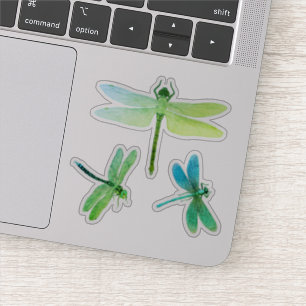 Pegatina Vintage Dragonflies Green Blue