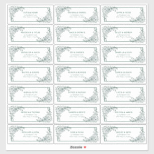 Pegatina Vintage Emerald Floral Line Art