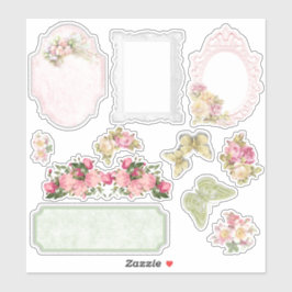 Pegatina Vintage Floral Ephemera Scrapbooking Sticker Sheet