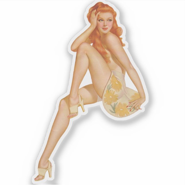 Pegatina Vintage Ginger Pinup (Anverso)