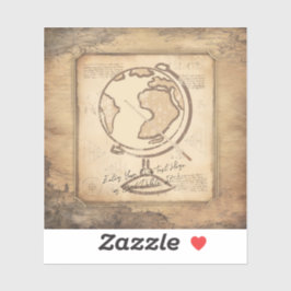 Pegatina Vintage Globe. Regalo de profesores de geografía e