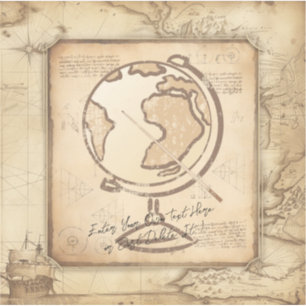 Pegatina Vintage Globe. Regalo de profesores de geografía e