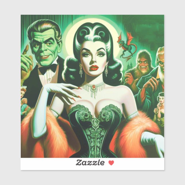 Pegatina Vintage Gótica Vampira (Hoja)