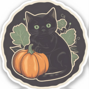 Pegatina Vintage Halloween Kitty