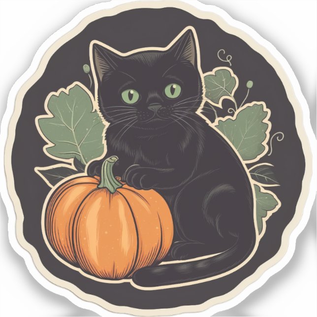 Pegatina Vintage Halloween Kitty (Anverso)