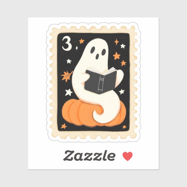 Pegatina Vintage Halloween leyendo estampado de fantasma y  (Hoja)