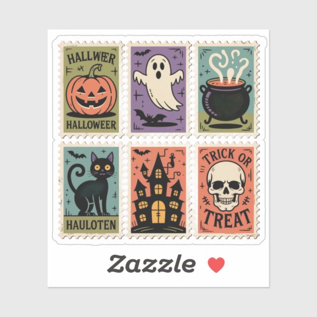 Pegatina Vintage Halloween Spooky Stamps Sticker Sheet (Hoja)