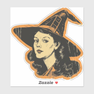 Pegatina Vintage Halloween Witch Spookason