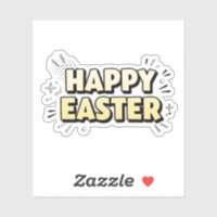 Vintage Happy Easter Typographic Sticker