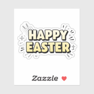 Pegatina Vintage Happy Easter Typographic Sticker