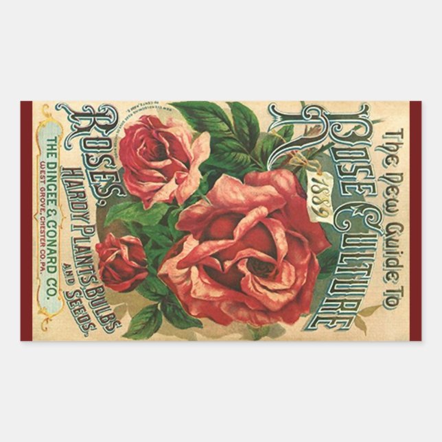 Pegatina Vintage Heirloom Rosas 1889 Cultura Rosa (Anverso)