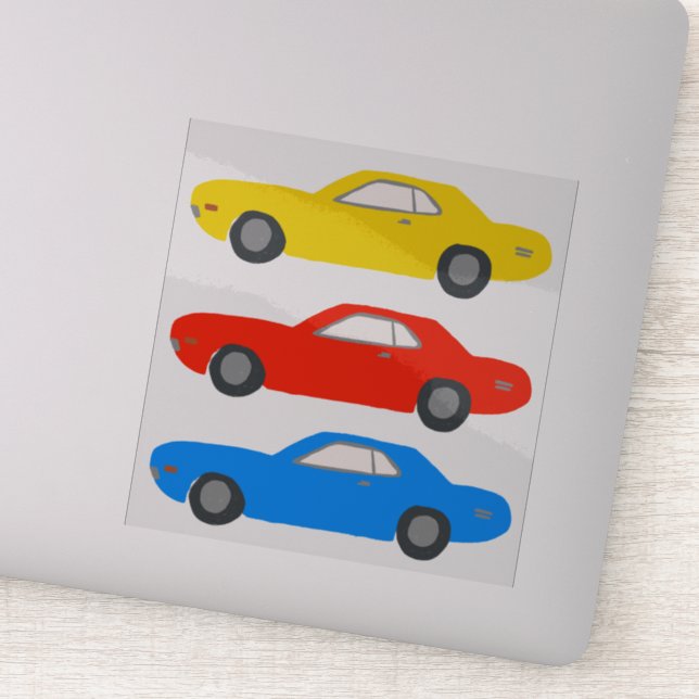 Pegatina Vintage ilustrado de los autos musculares (Detalle)