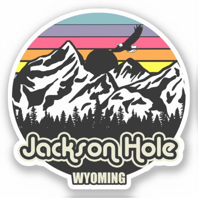 Pegatina Vintage Jackson Hole Wyoming (Anverso)