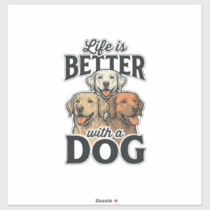Pegatina Vintage La Vida Es Mejor Con Un Perro Diseño Vecto
