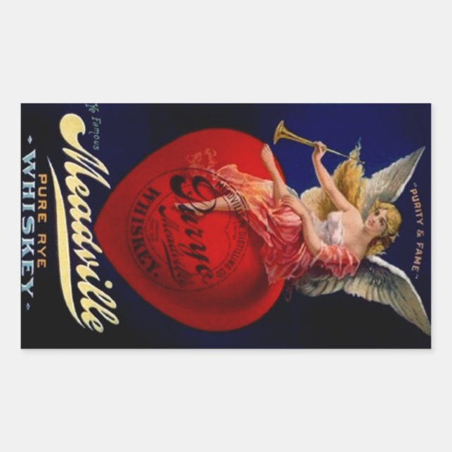 Pegatina Vintage Meadville Pure Rye Whiskey Angel (Anverso)