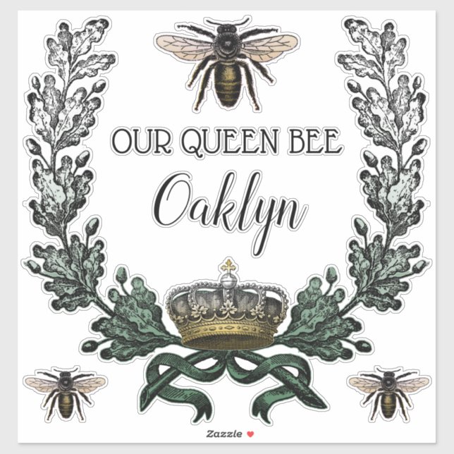 Pegatina Vintage Modern Moss Green Queen Bee Nursery (Hoja)