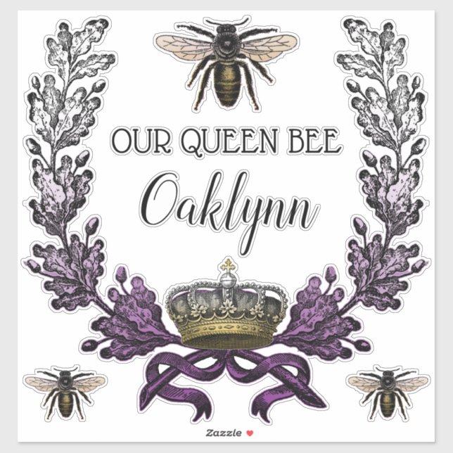 Pegatina Vintage Moderno Nuestra Reina Bee Nursera (Hoja)