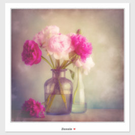 Pegatina Vintage Peony Bouquet in Glass Vases