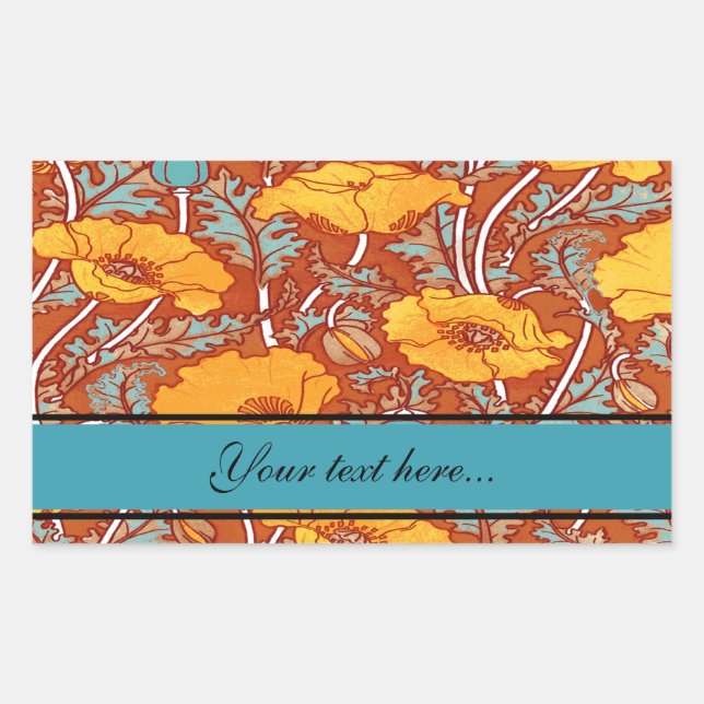 Pegatina Vintage Poppy ~ Rectangle (Anverso)