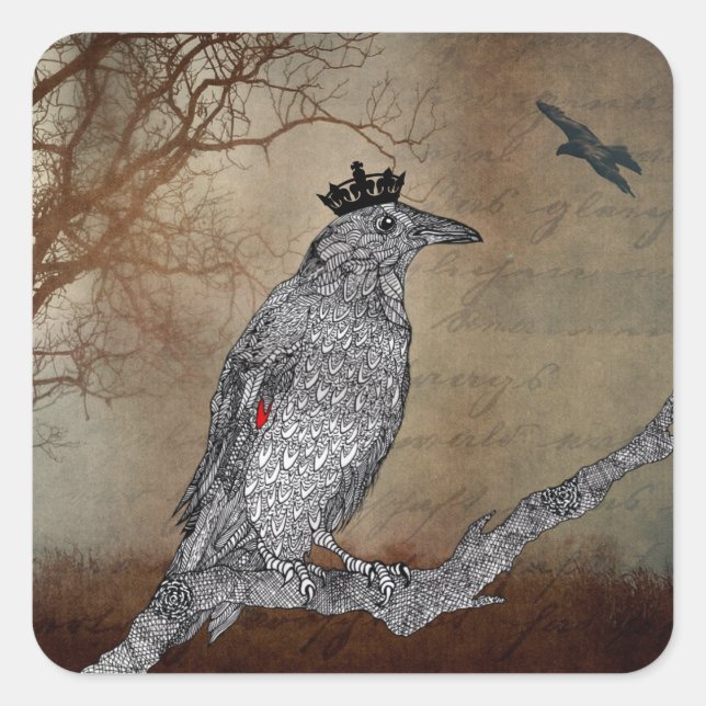 Pegatina Vintage Raven Crow (Anverso)