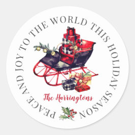 Pegatina Vintage Red Sleigh Snow