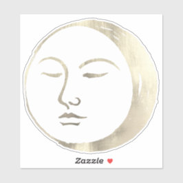 Pegatina Vintage Relieve metalizado plateado Brujería Luna