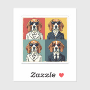 Pegatina Vintage Rerto Beagle Dog Gafas de sol estilo 70