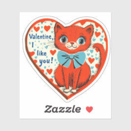 Pegatina Vintage Retro San Valentín Gatito Lindo Me Gustas