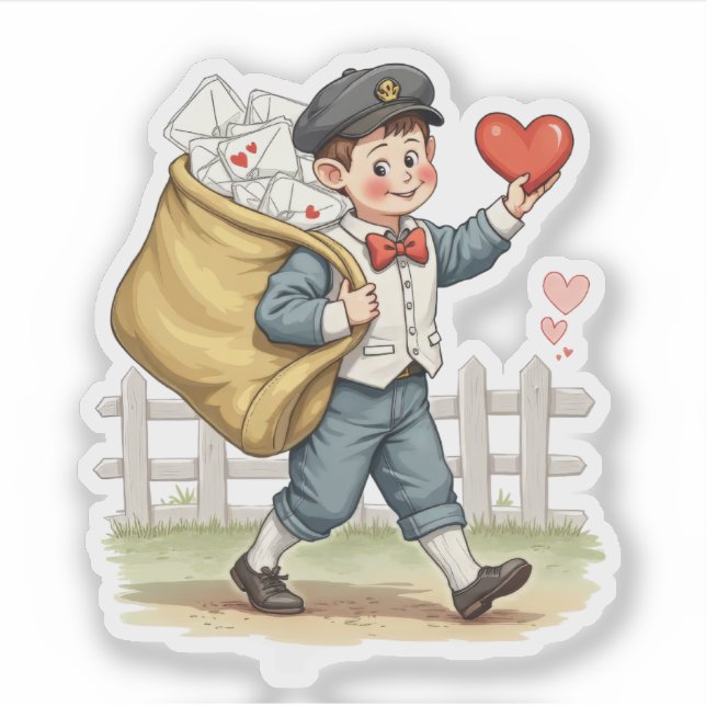 Pegatina Vintage Retro Valentine Postal Service Mail  (Anverso)