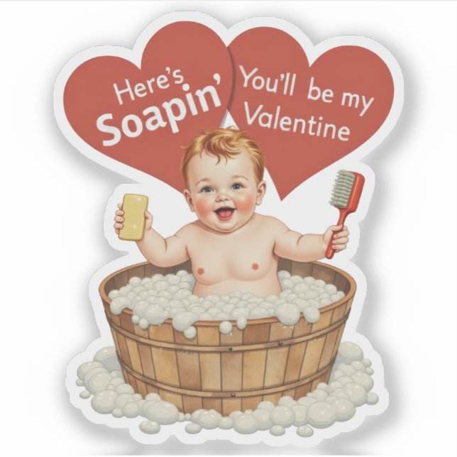 Pegatina Vintage Retro Valentine Soap Baby Theme (Anverso)