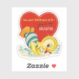 Pegatina Vintage Retro Valentine Swimming Duck