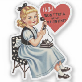 Pegatina Vintage Retro Valentine Telephone Be Mine