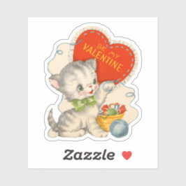 Pegatina Vintage Retro Valentine's Day Cat Be My Valentine