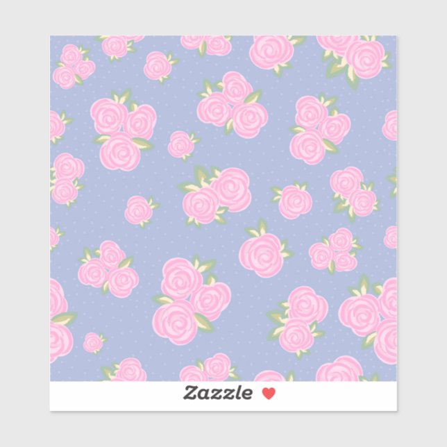 Pegatina Vintage roses floral pattern (Hoja)