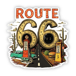 Pegatina Vintage Route 66 Sticker | Route 66 Vinyl Decal