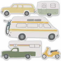 Vintage RV Van Motorhome Campervan Cute Drawing