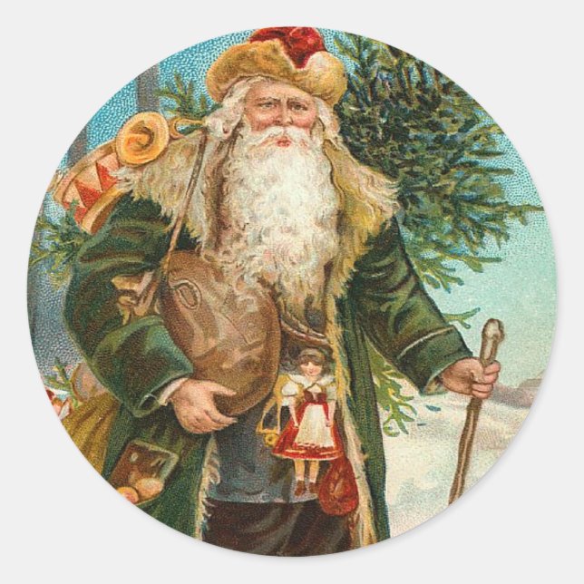 Pegatina Vintage Santa Claus (Anverso)