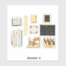 Pegatina Vintage School Suministros Set Scrapbooking Journa