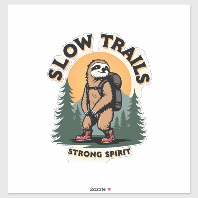 Pegatina Vintage Sloth Hiking Adventure Quote Design 2 (Hoja)